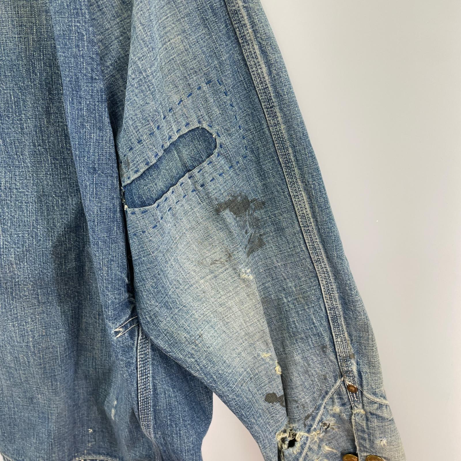 デニムジャケット COVERALL HEART TAG M ダメージ加工 M ブルー