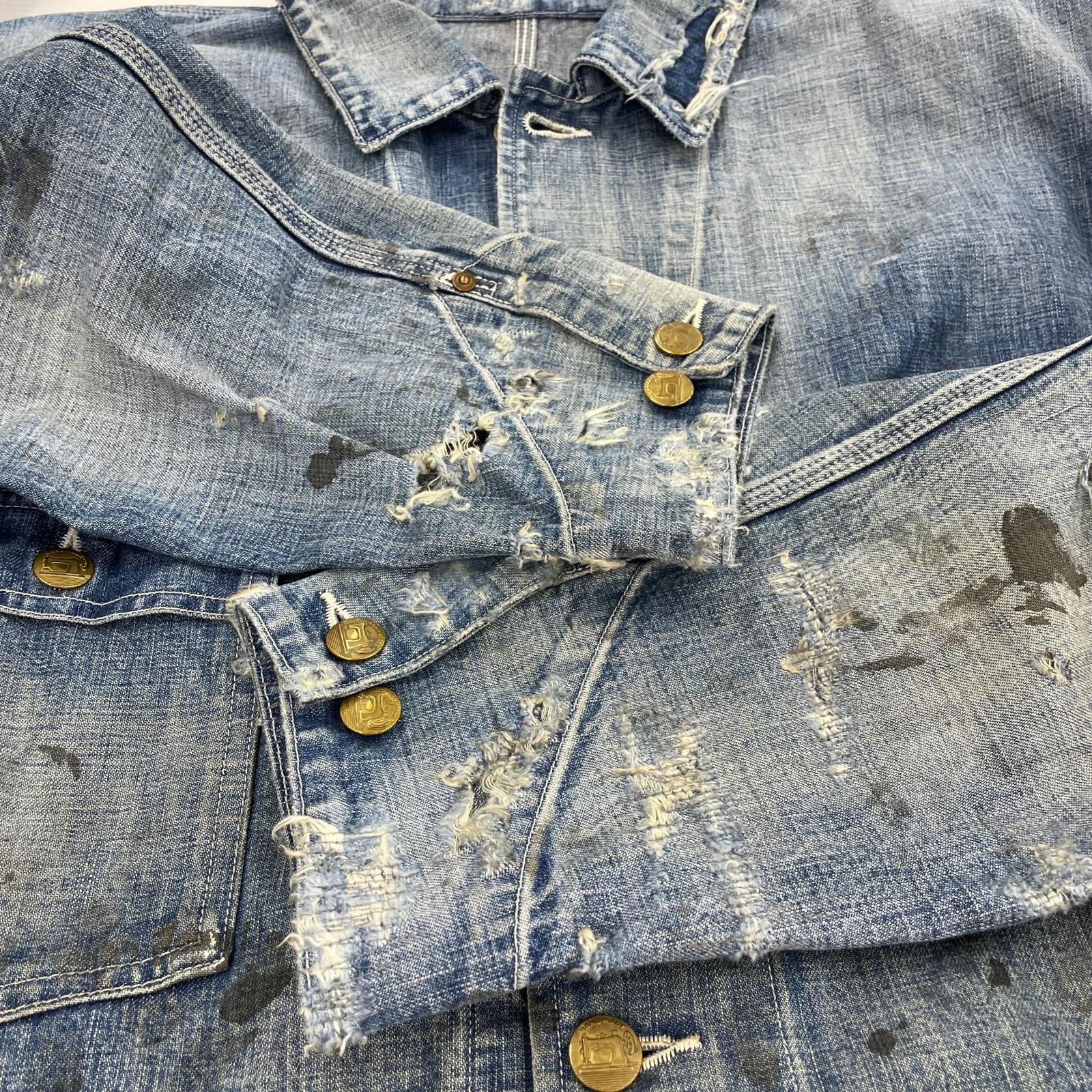 デニムジャケット COVERALL HEART TAG M ダメージ加工 M ブルー