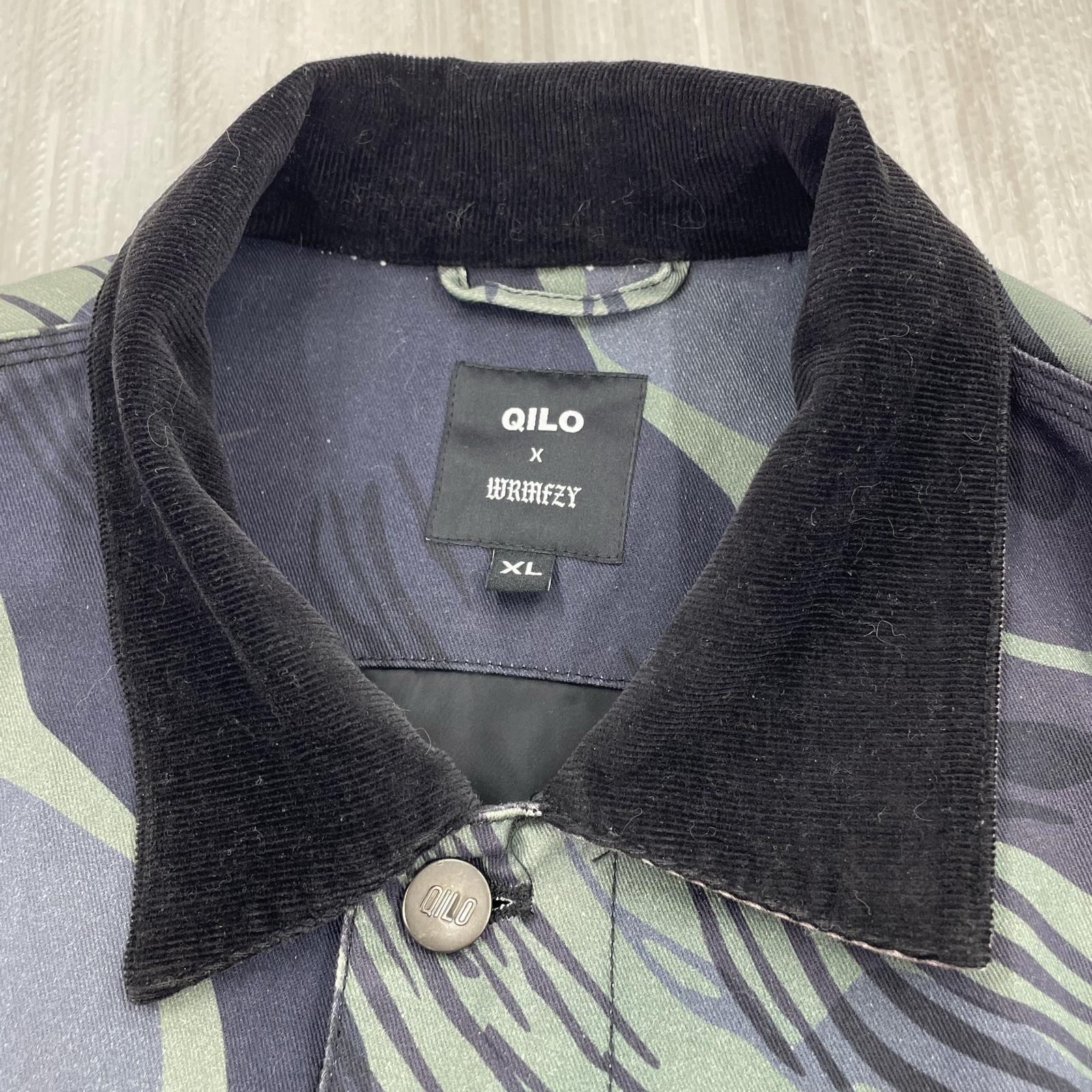 ミリタリージャケット QILO TACTICAL WRM.FZY 迷彩 緑黒 (XL)
