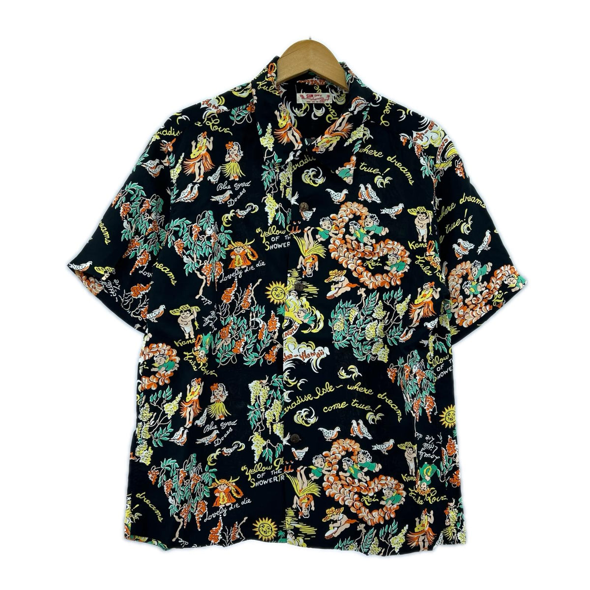 半袖シャツ SUN SURF Hawaiian MOEUHANE DREAM CASTELE M ブラック