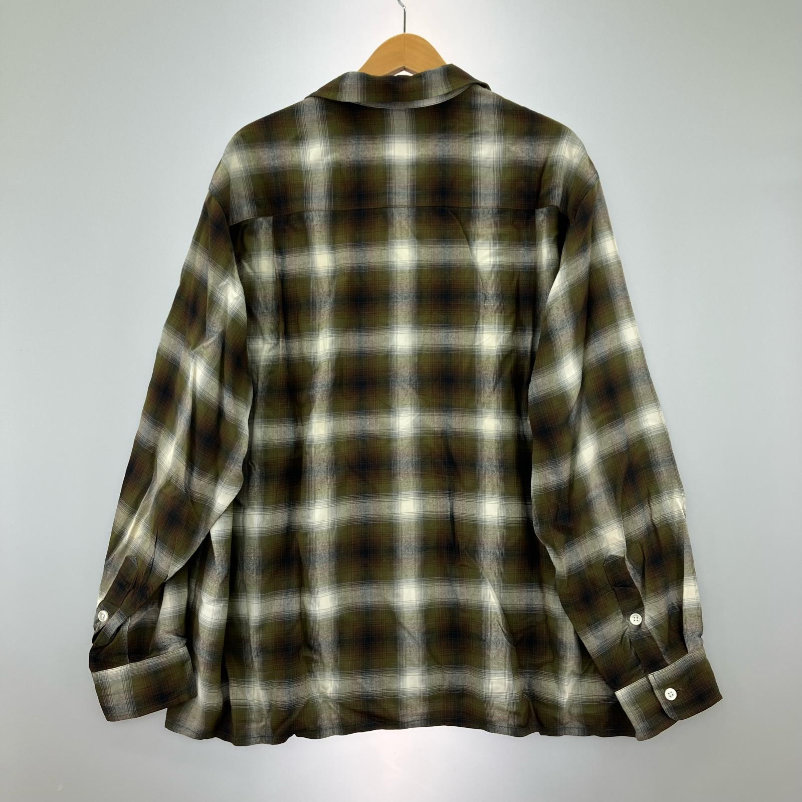 長袖シャツ WACKO MARIA OMBRE CHECK OPEN COLLAR SHIRT XL ブラウン系 マルチカラー