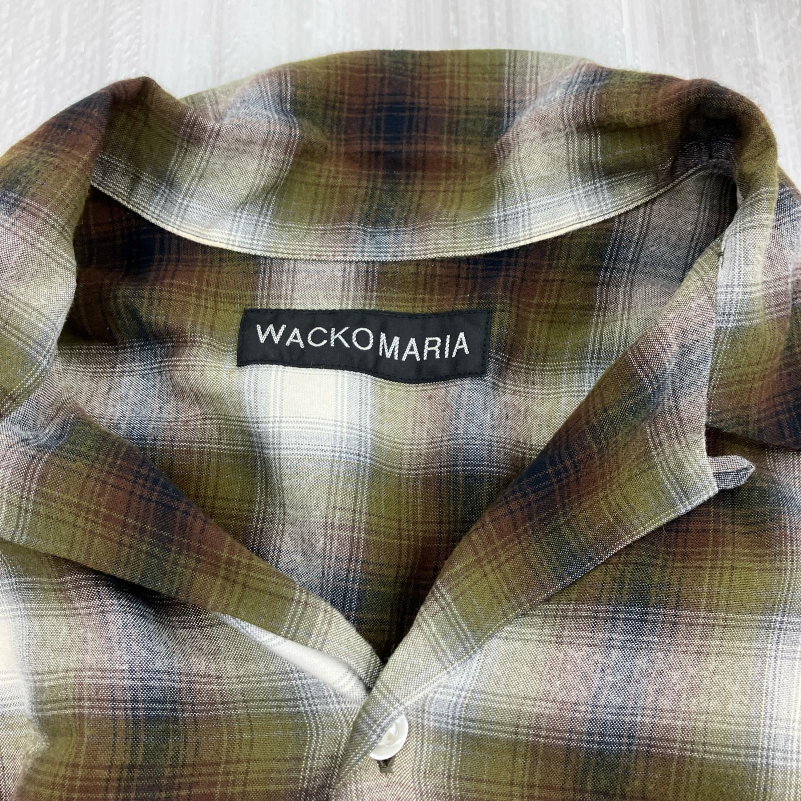 長袖シャツ WACKO MARIA OMBRE CHECK OPEN COLLAR SHIRT XL ブラウン系 マルチカラー