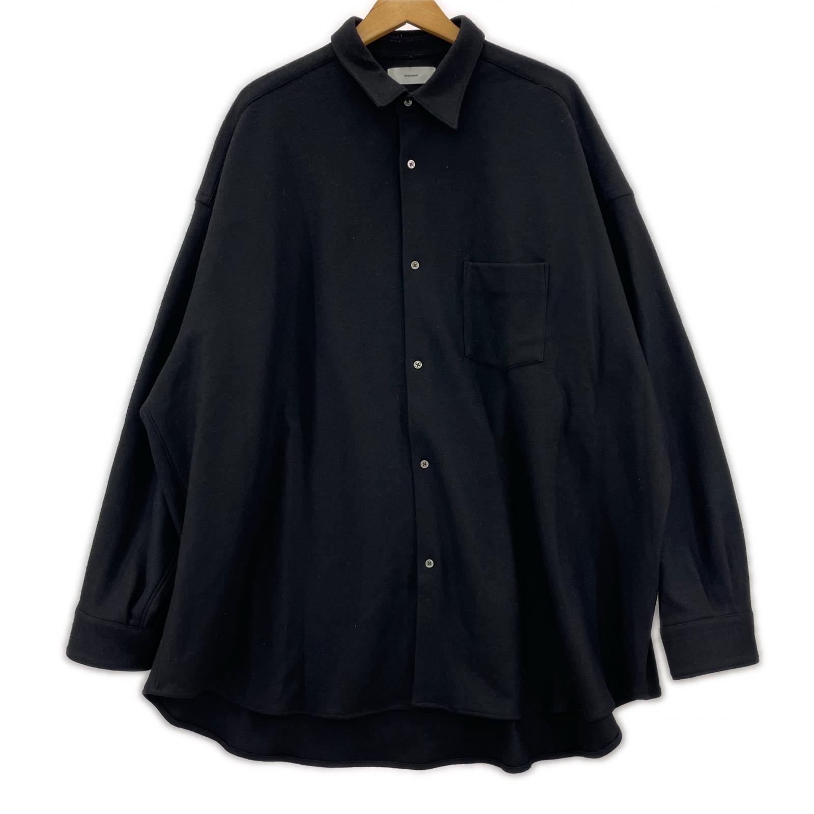 長袖シャツ graphpaper 24AW Wool Flannel OversizedCollar Shirt 2 黒 2 ブラック