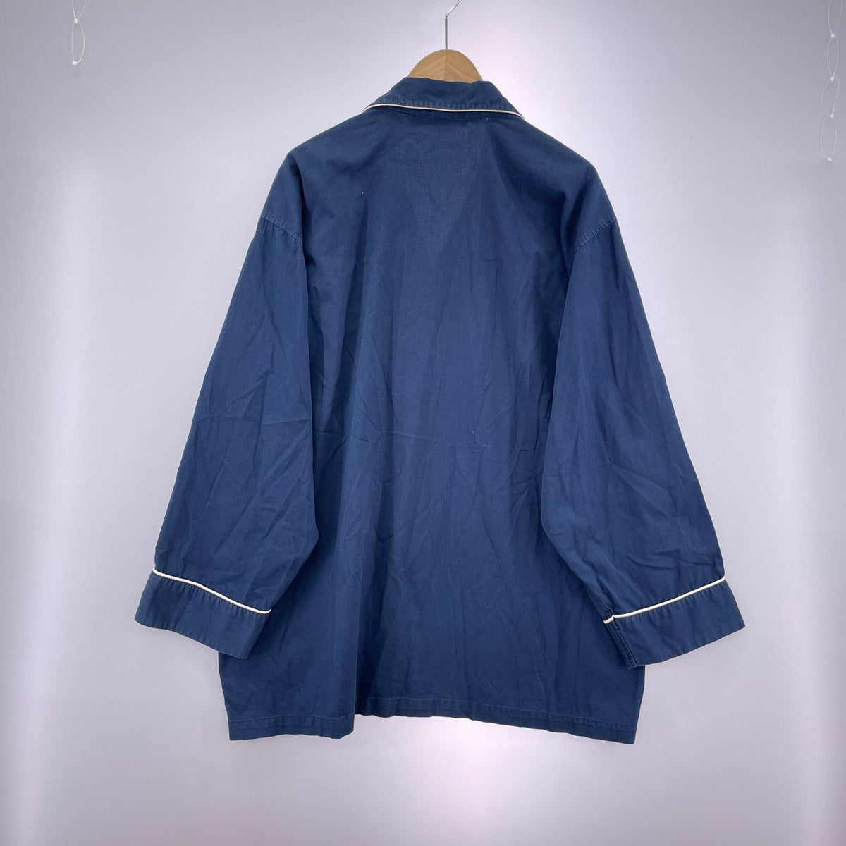 長袖シャツ パジャマシャツ XL ネイビー
