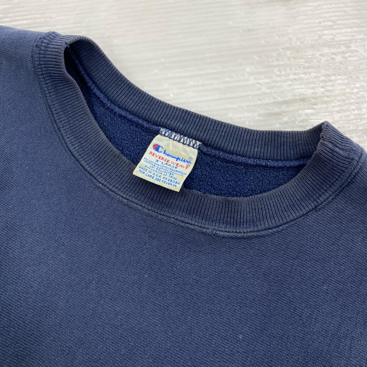 スウェット Champion 90s USA製 WISCONSIN リバースウィーブスウェット 紺 (XL) ネイビー