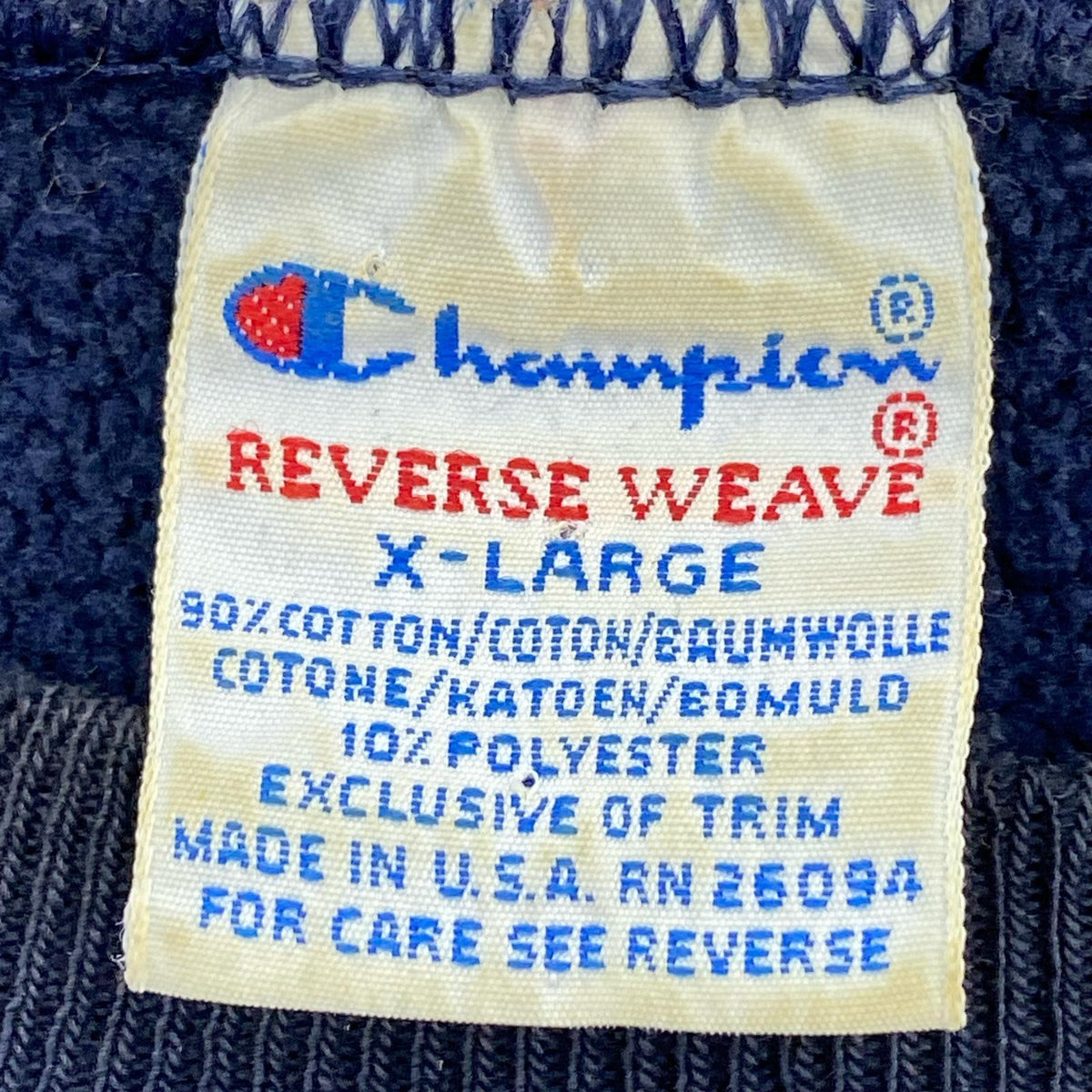 スウェット Champion 90s USA製 WISCONSIN リバースウィーブスウェット 紺 (XL) ネイビー