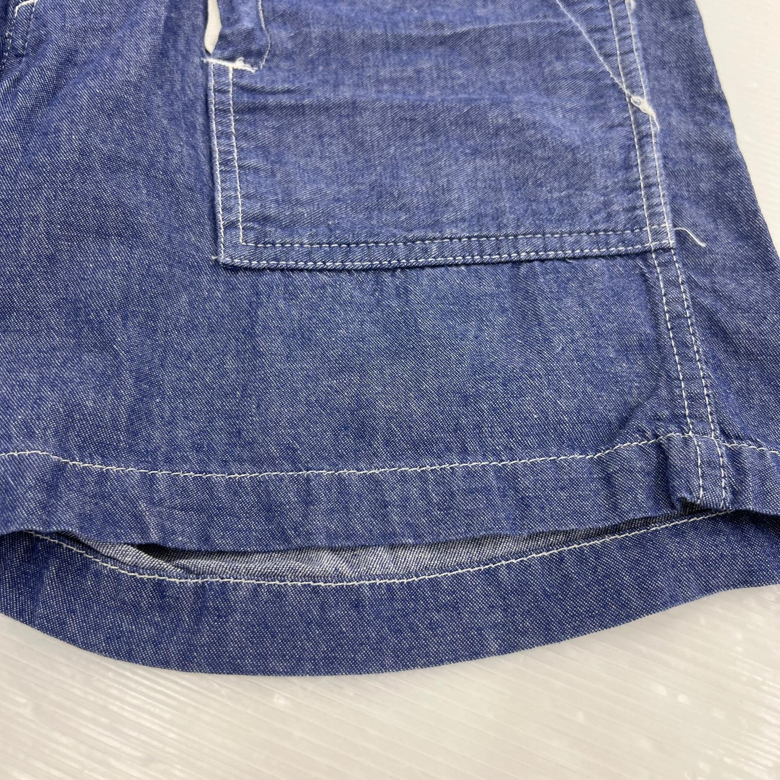 デニムパンツ ファティーグショーツ シャンブレー 紺 (S) S ブルー