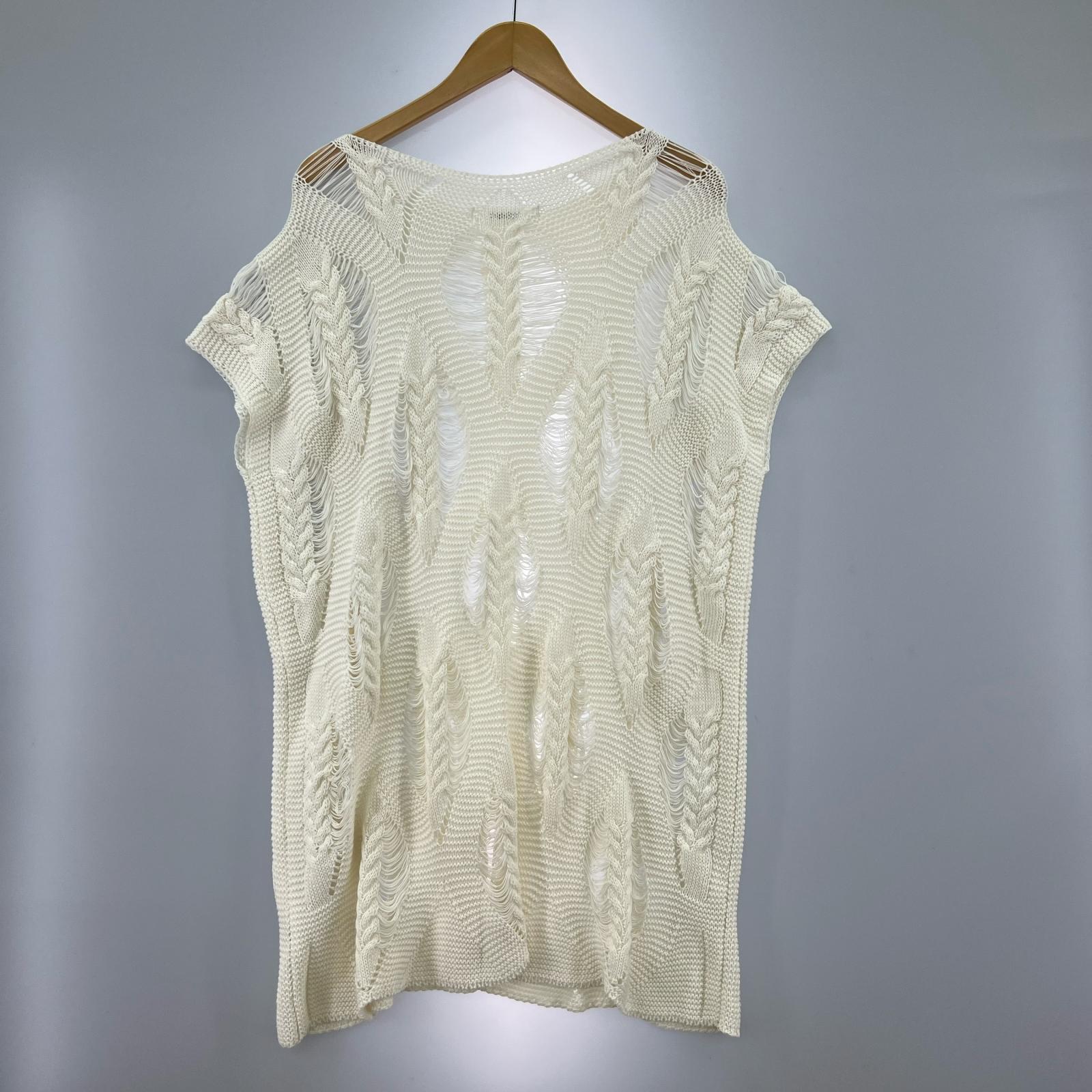 ニット Yarn no sleeve Knit ベスト 白 (M) M ホワイト