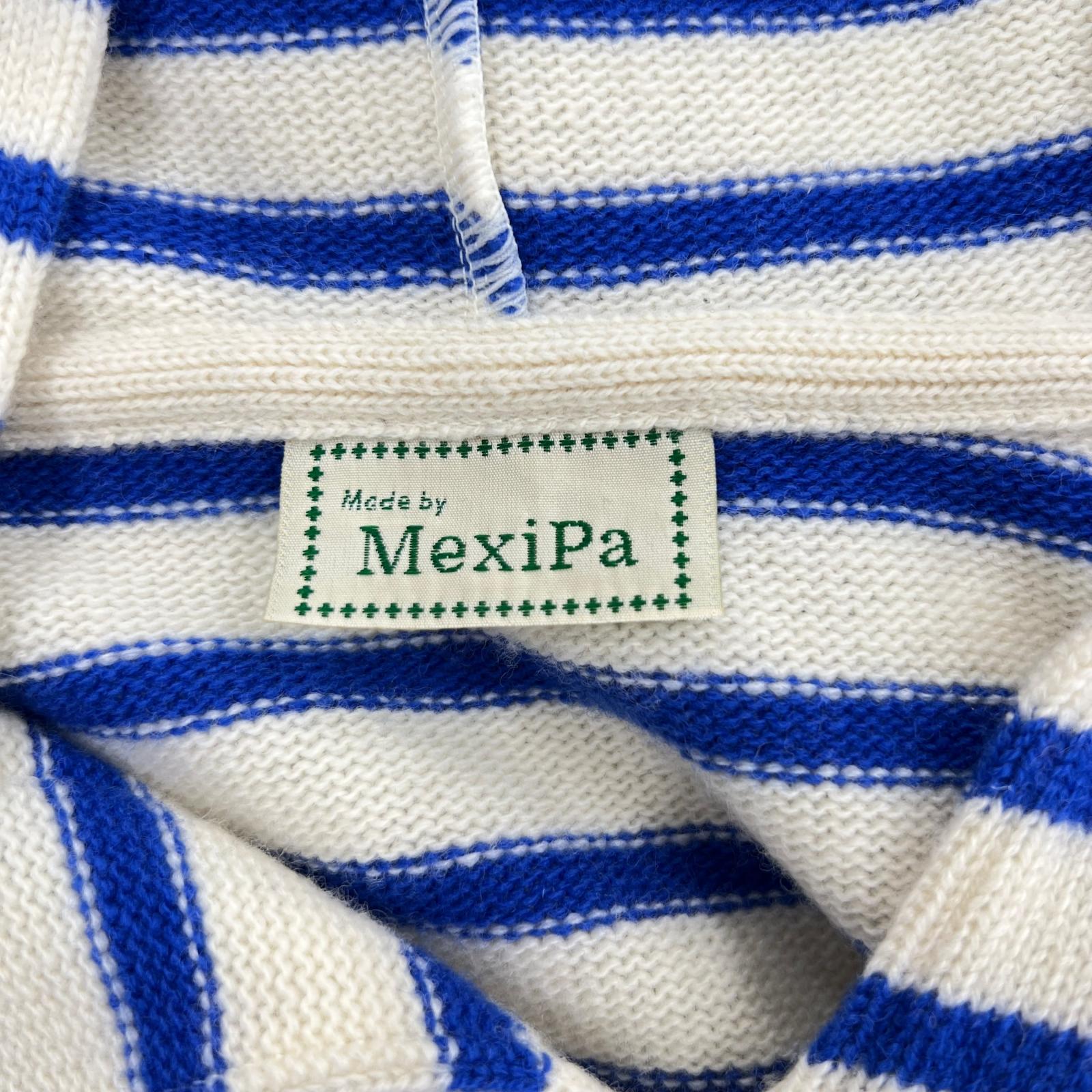 パーカー Mexipa ボーダー ウール 白青 M