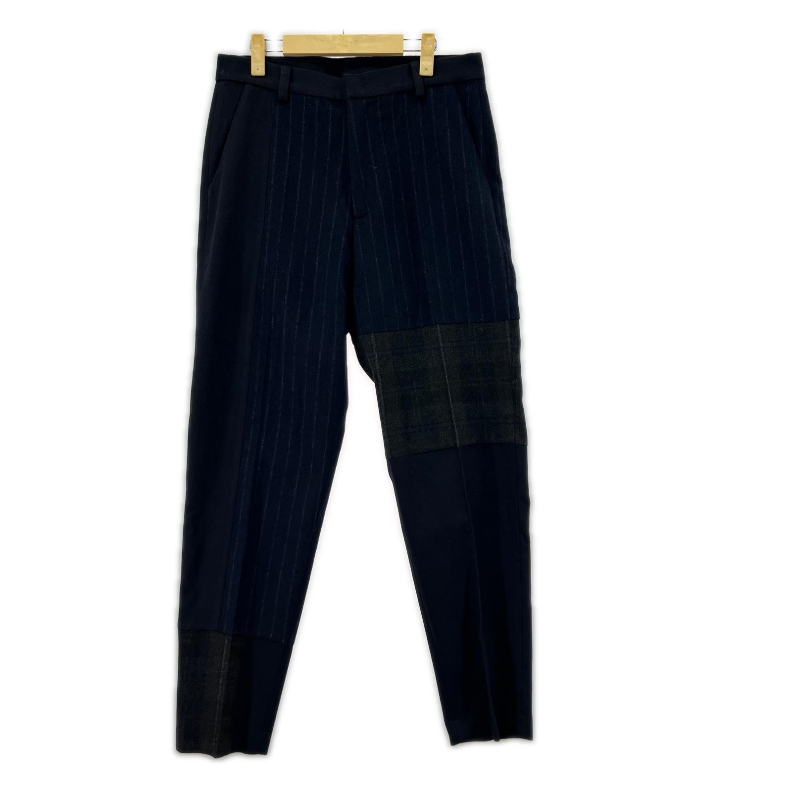 パンツ MAISON FLANEUR ストライプ ドッキング ウール 紺 (44) 44