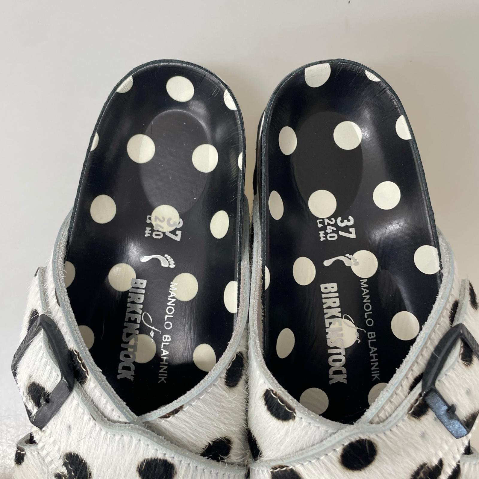 その他靴 MANOLO BLAHNIK ドット柄ハラコ Rodra 24cm 黒