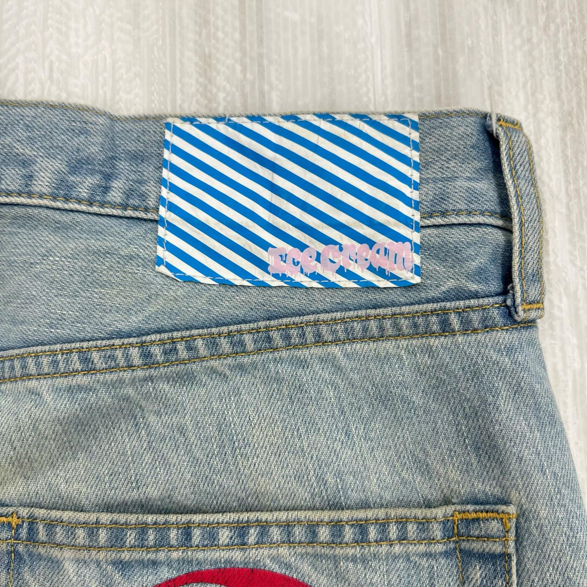デニムパンツ ペイントデニム M M ブルー