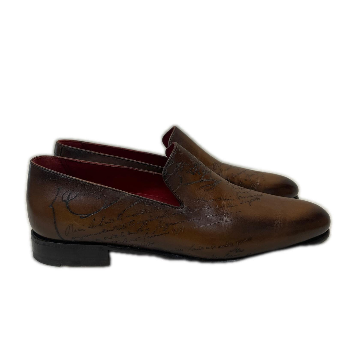 シューズ BERLUTI カーシヴガレ カリグラフィ スクリットレザーローファー 5 1/2 茶 ブラウン