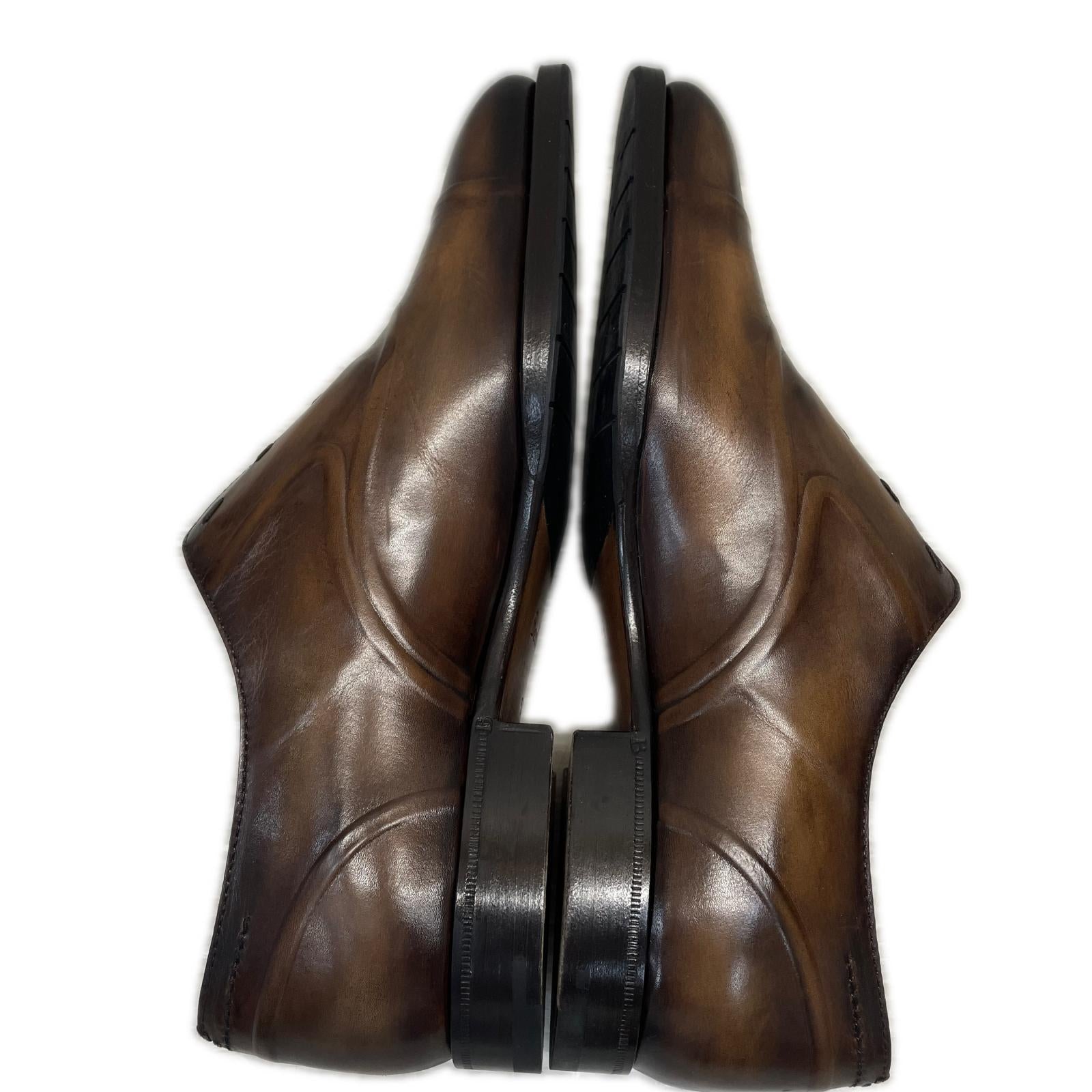 シューズ BERLUTI Victor ヴィクター パティーヌレザースリッポン 5 1/2 茶