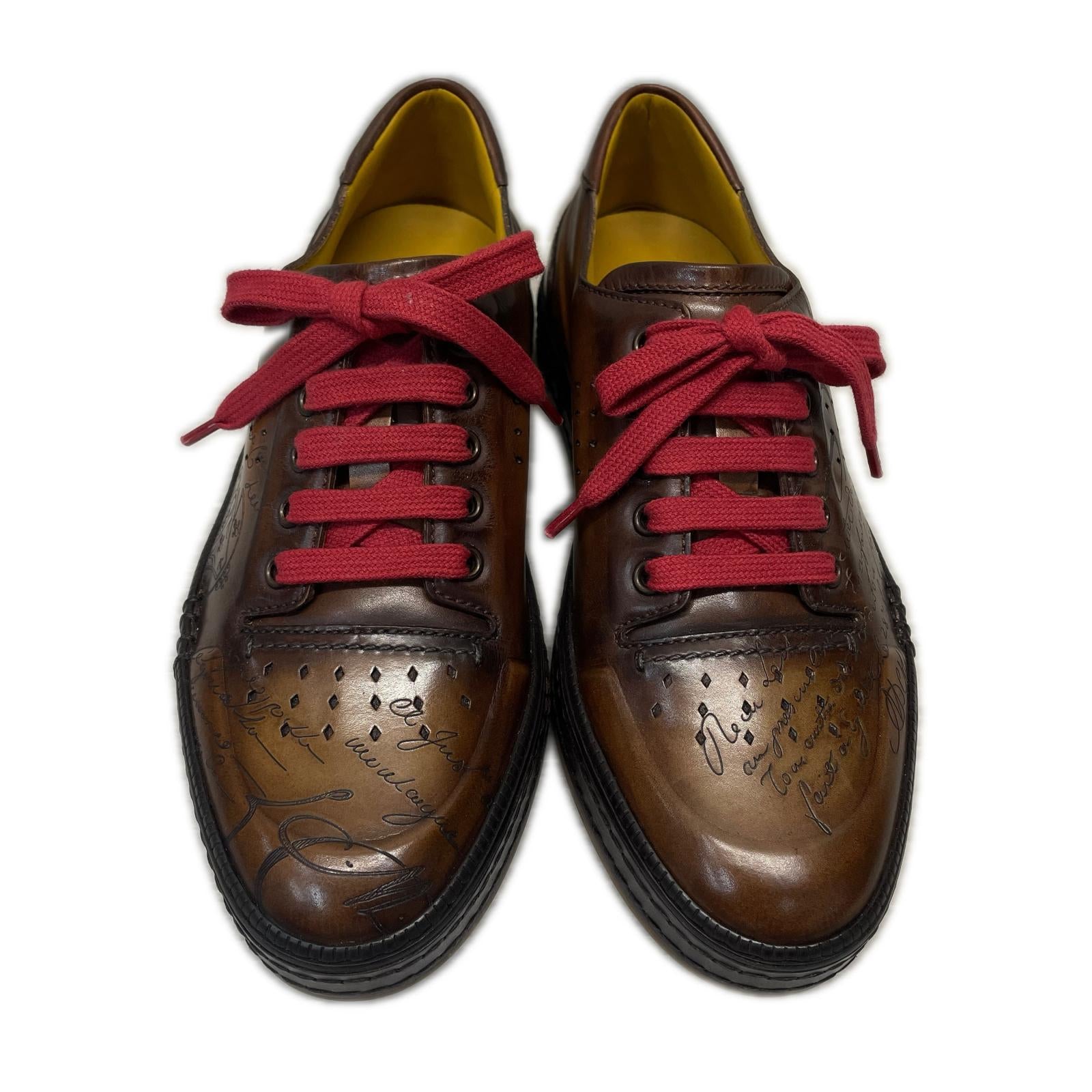 スニーカー BERLUTI プレイタイム カリグラフィ ヴェネチアレザースニーカー 5 茶 ブラウン