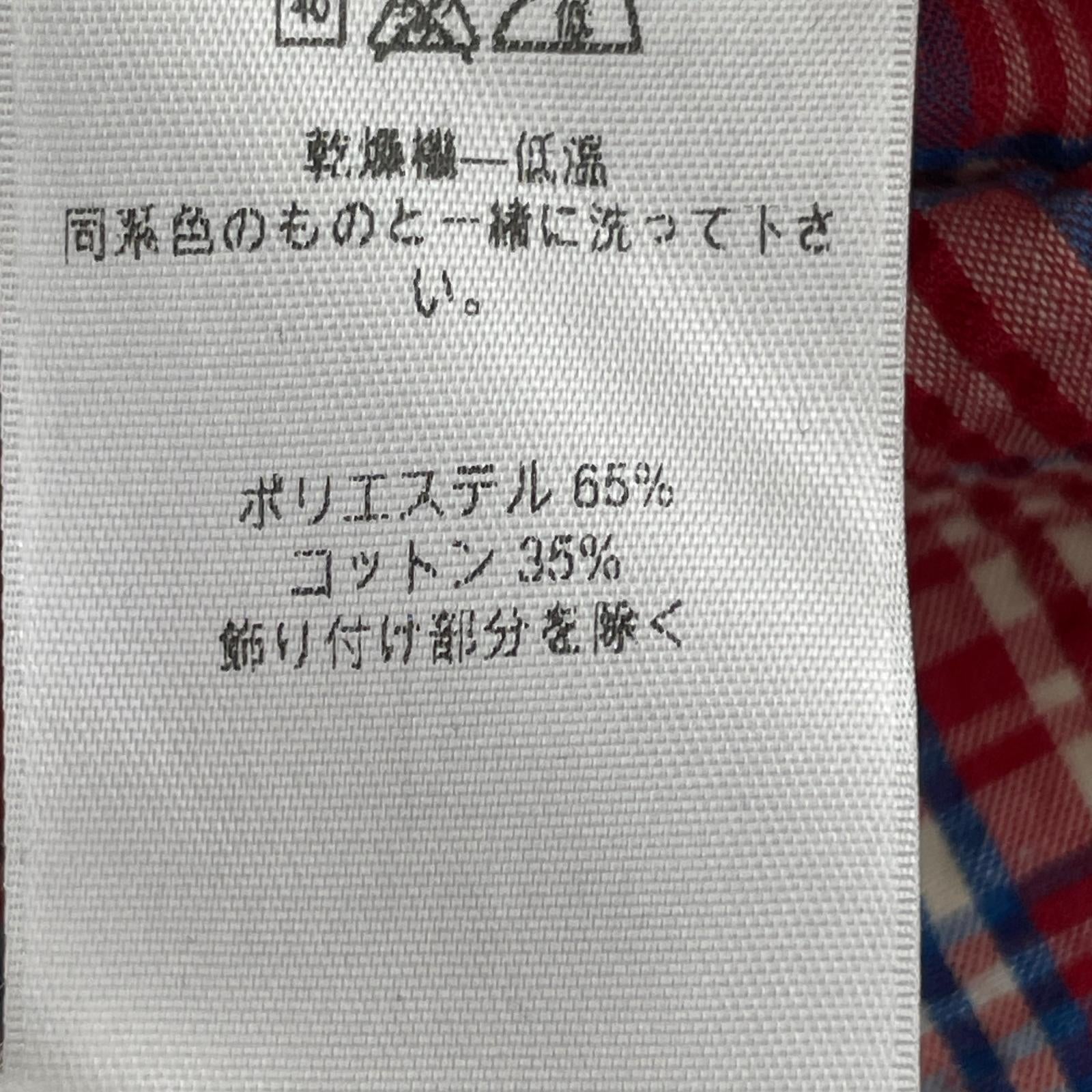 半袖シャツ シアサッカー チェックシャツ XS 赤 レッド