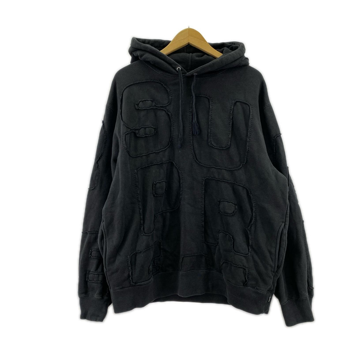 パーカー CUTOUT LETTERS HOODED SWEATSHIRT M ブラック