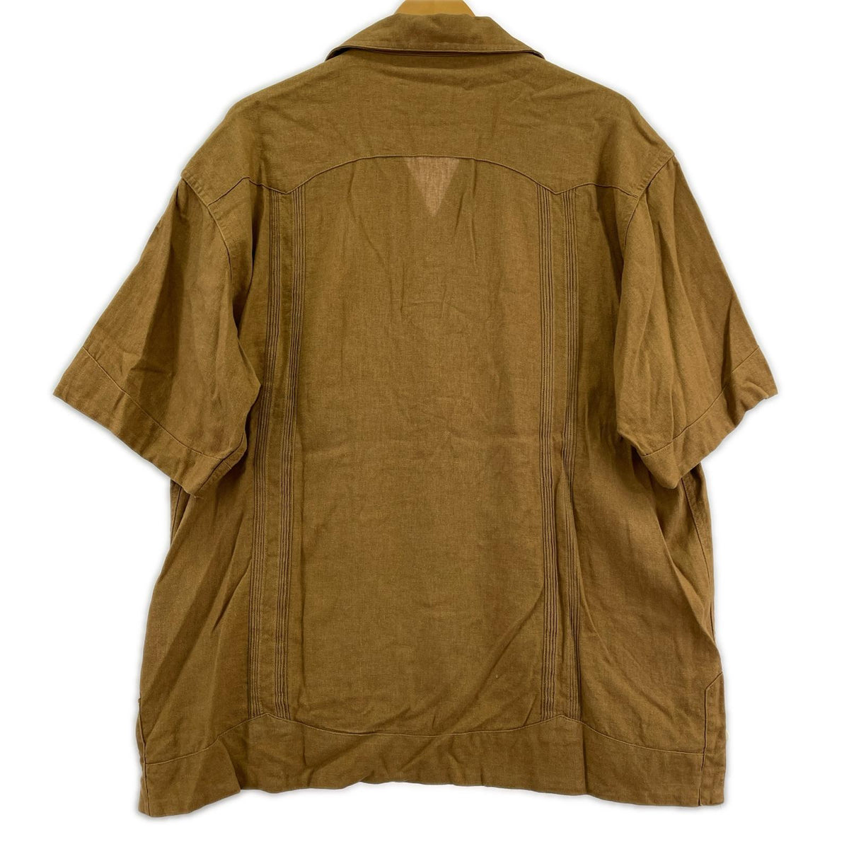 半袖シャツ LINEN GUAYABERA SHIRT L ブラウン