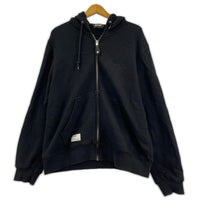 パーカー LEATHER ELBOW PATCH ZIP HOODED SWEAT L ブラック