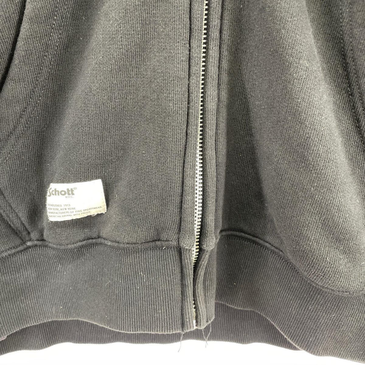 パーカー LEATHER ELBOW PATCH ZIP HOODED SWEAT L ブラック