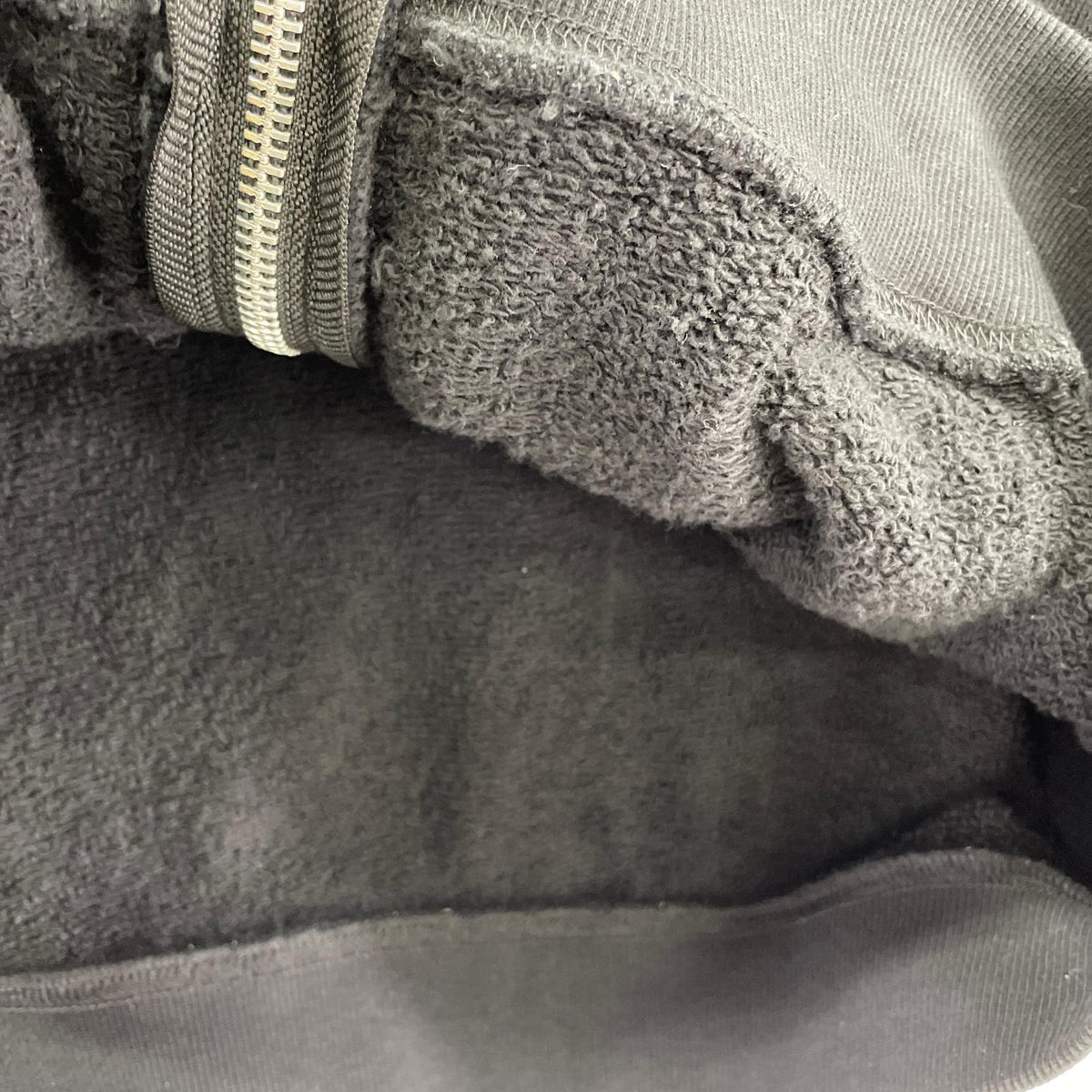 パーカー LEATHER ELBOW PATCH ZIP HOODED SWEAT L ブラック