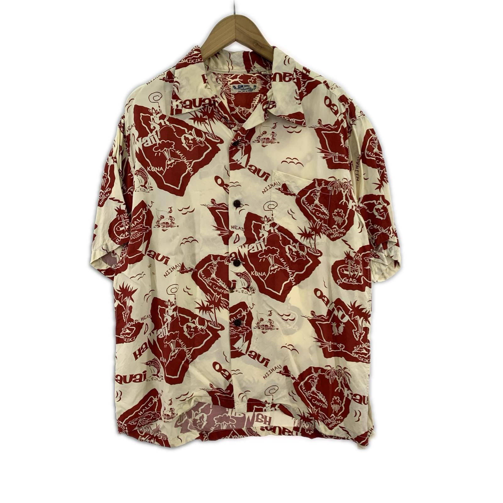 半袖シャツ RAYON HAWAIIAN SHIRT L L ホワイト
