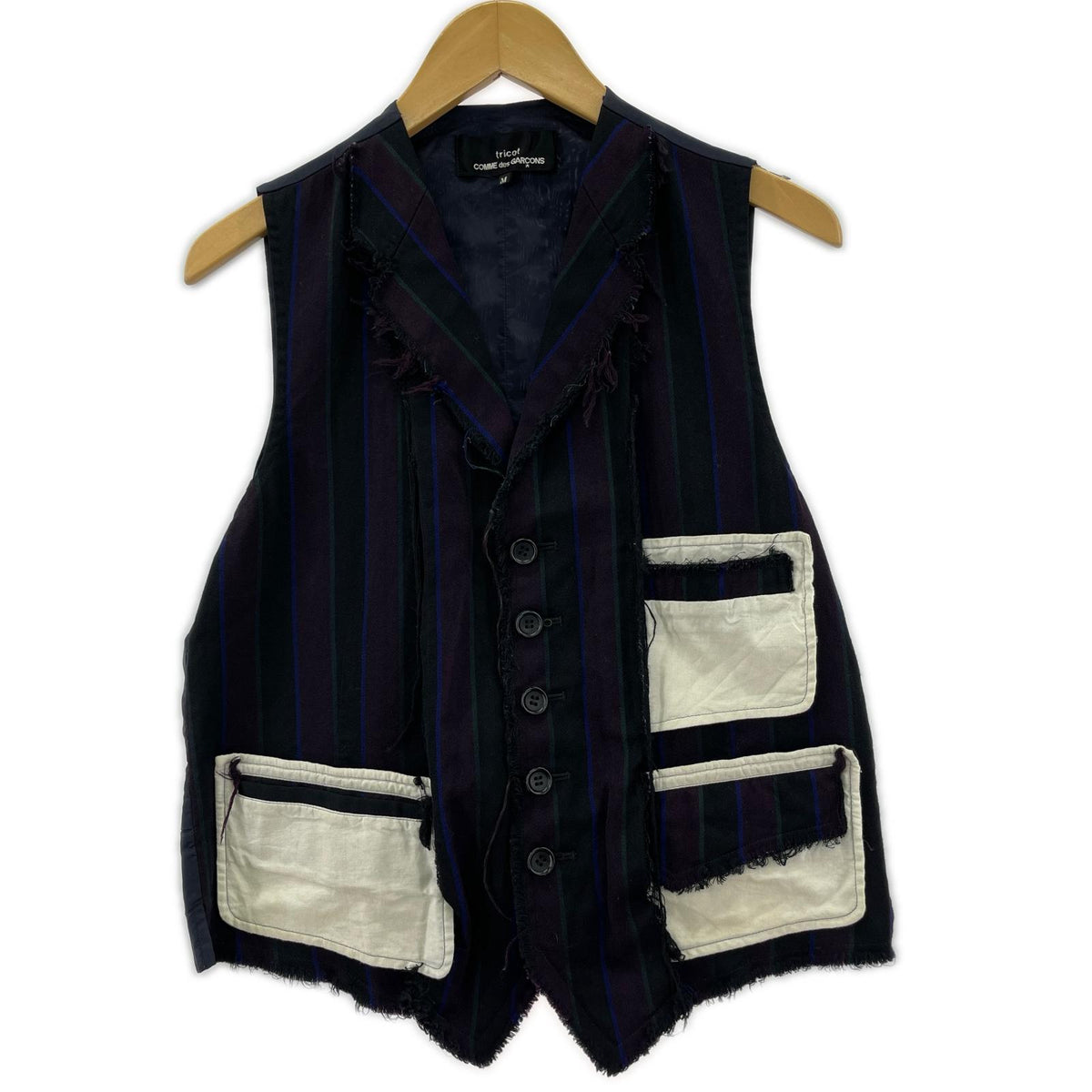 その他アウター カットオフ ジレ M ストライプ M
