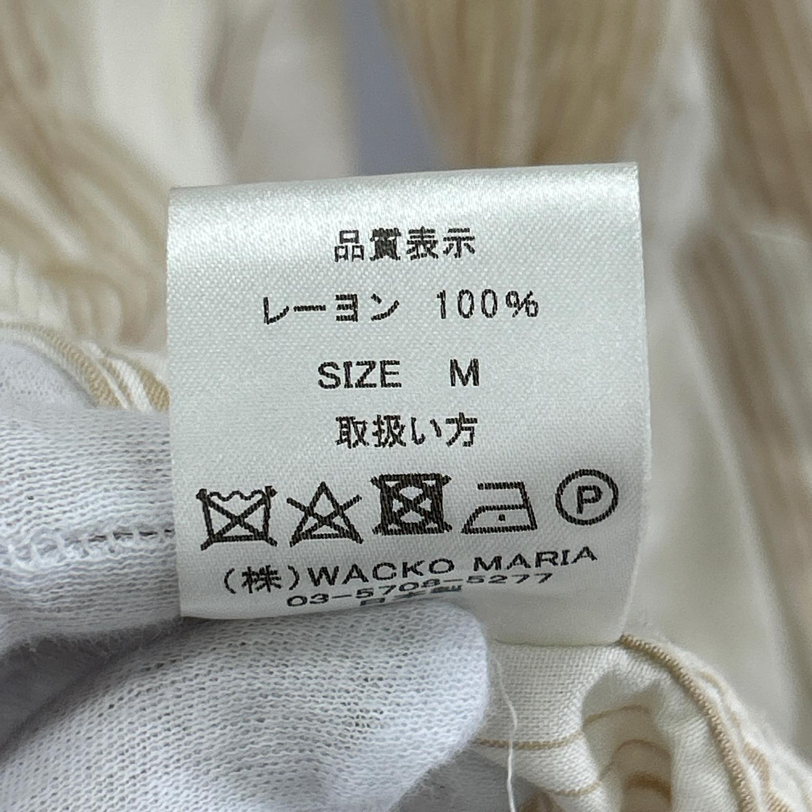 長袖シャツ ストライプシャツ ベージュ ホワイト リネン M M ホワイト
