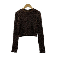 長袖Tシャツ Shirring Velor Ribbon Blouse 茶 (F) M ブラウン