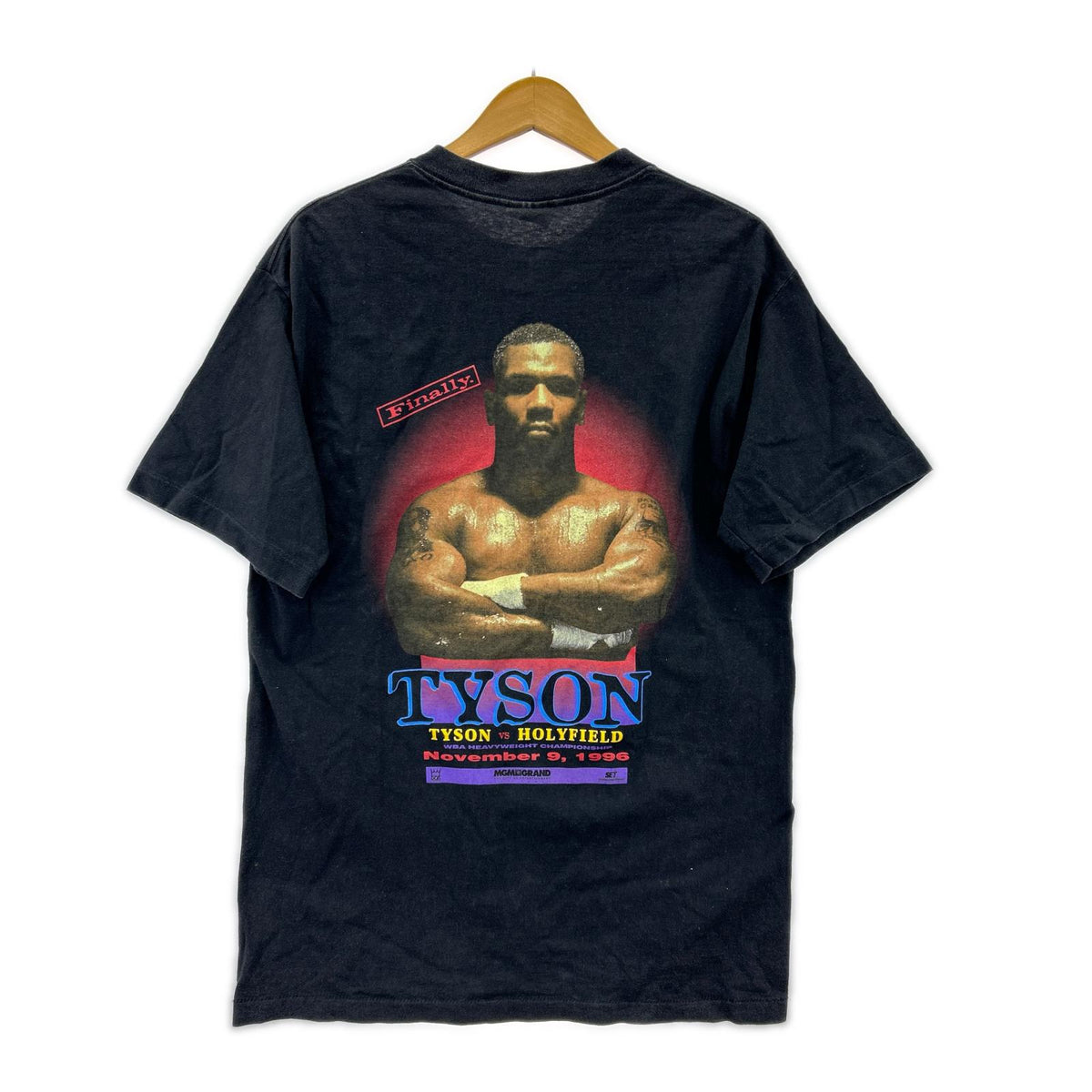 半袖Tシャツ 90s MGM GRAND USA製 マイクタイソン VS ホリフィールド L L ブラック