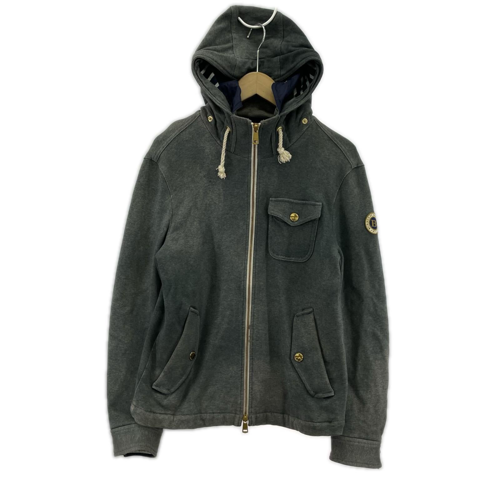 パーカー BURBERRY BLACK LABEL ジップパーカー グレー (L) L グレー