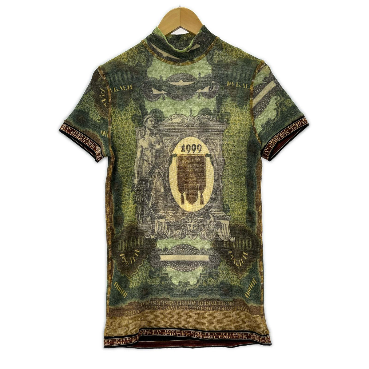 半袖Tシャツ JEAN PAUL GAULTIER MAILLE 99年 Money Print Top 総柄ニットソー 48