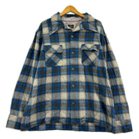長袖シャツ チェック BLU XL ブルー