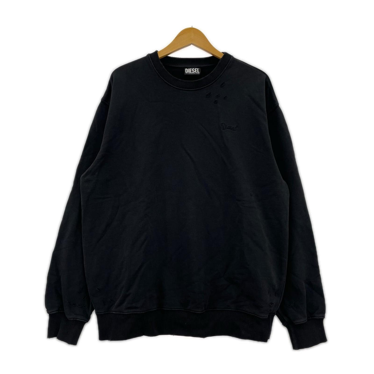 スウェット S-NEW-GINN-BRU ダメージ加工スウェット 黒 L L ブラック