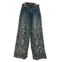 デニムパンツ 24SS/CRASHED MODERN DENIM WIDE 32 ネイビー
