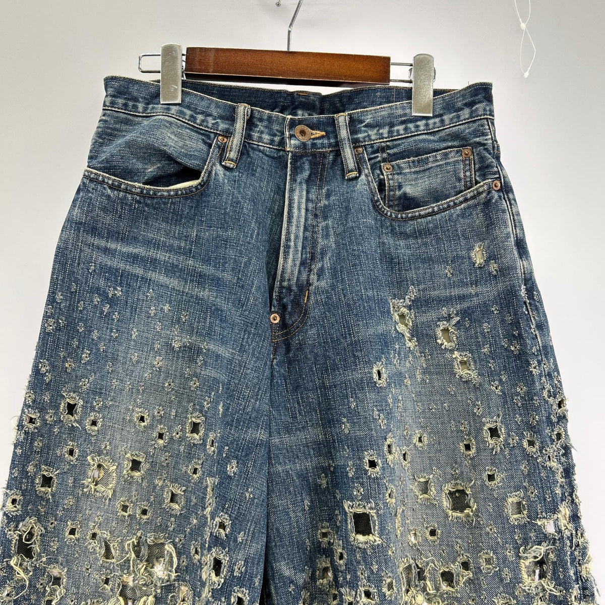 デニムパンツ 24SS/CRASHED MODERN DENIM WIDE 32 ネイビー