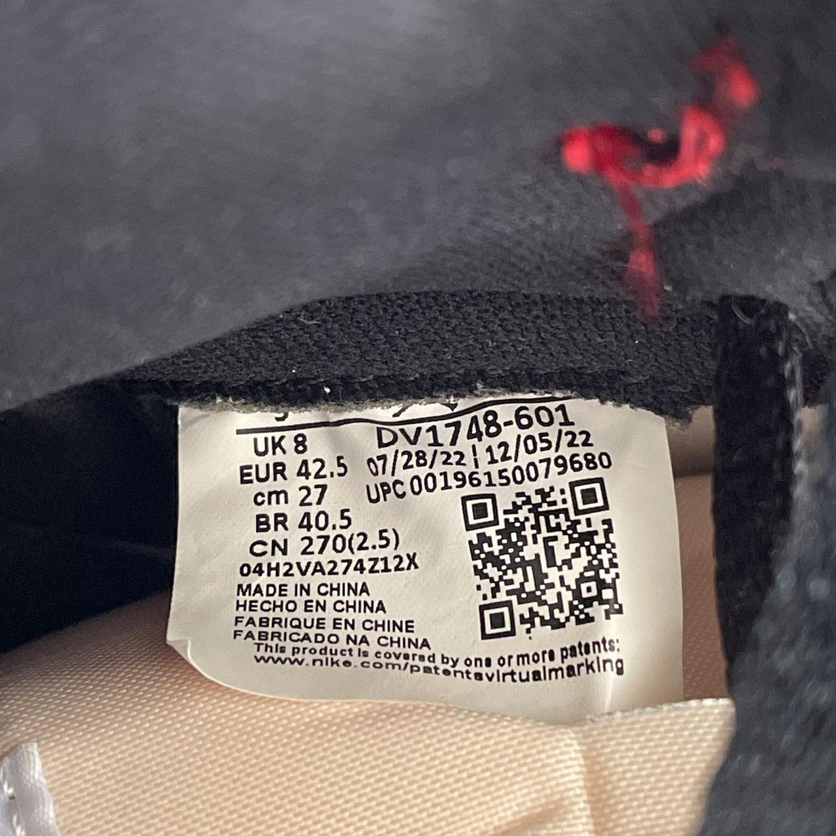 スニーカー AIR JORDAN 1 RETRO HI OG SP 27cm 27cm (US9 UK8 1/2 EU44) レッド