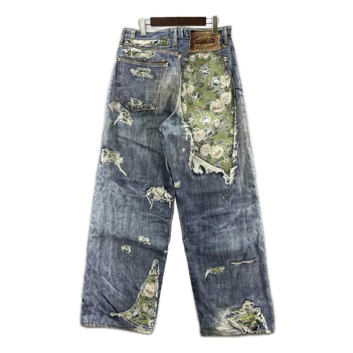 デニムパンツ 1981 Rose Print Denim Jeans (M) M ブルー