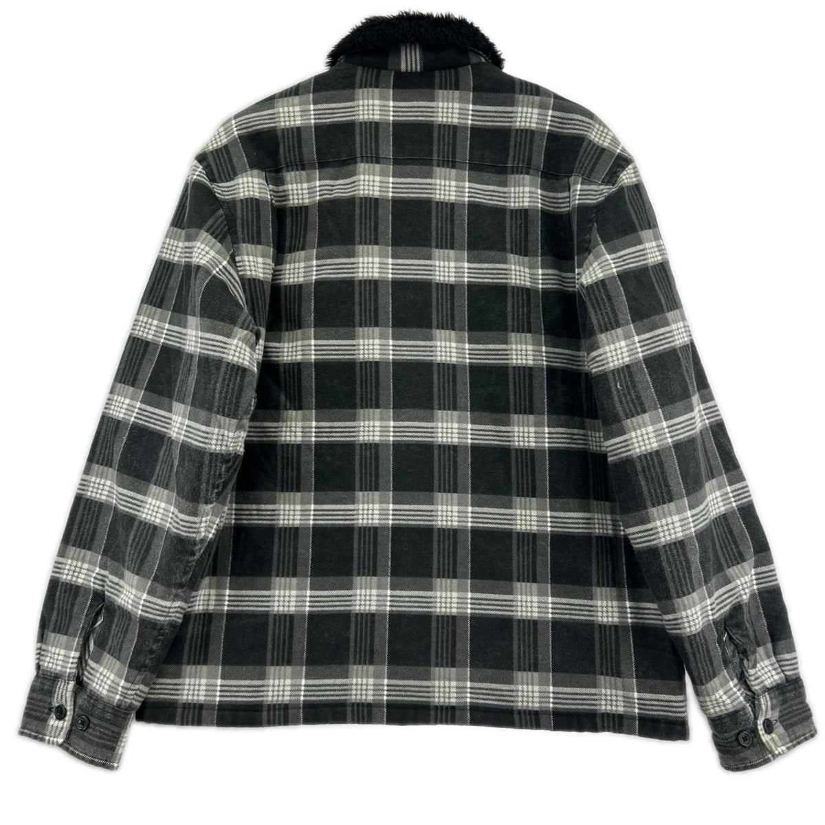 ジャケット Faux Fur Collar Flannel Shirt S S ブラック