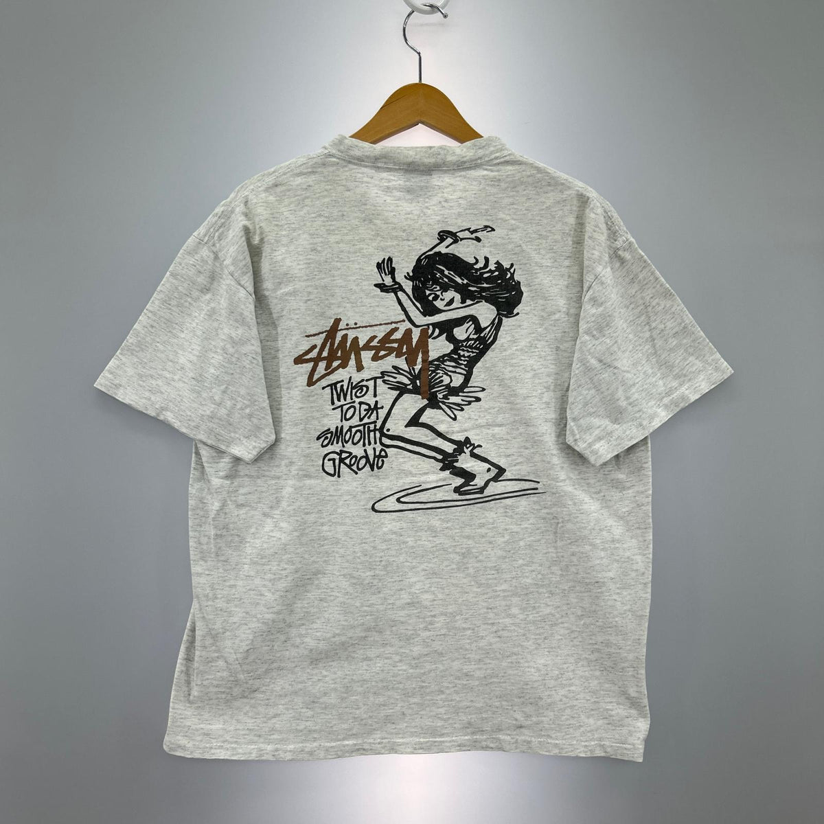 半袖Tシャツ 90s USA製 黒タグ Twist Girl Tee Tシャツ(L) 杢グレー L グレー