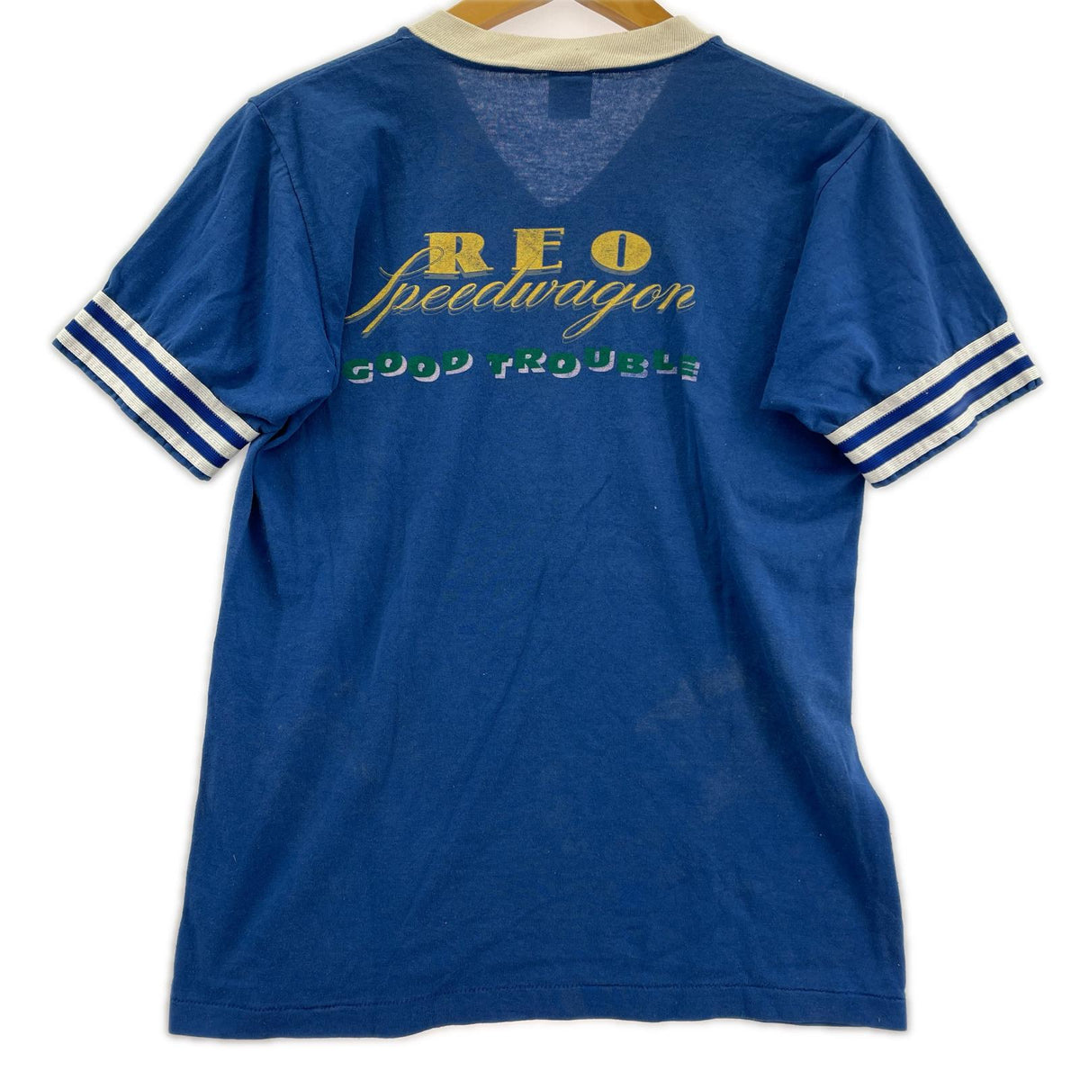 半袖Tシャツ REO Speed WAGON 80s USA製 Vネック Tee S ブルー