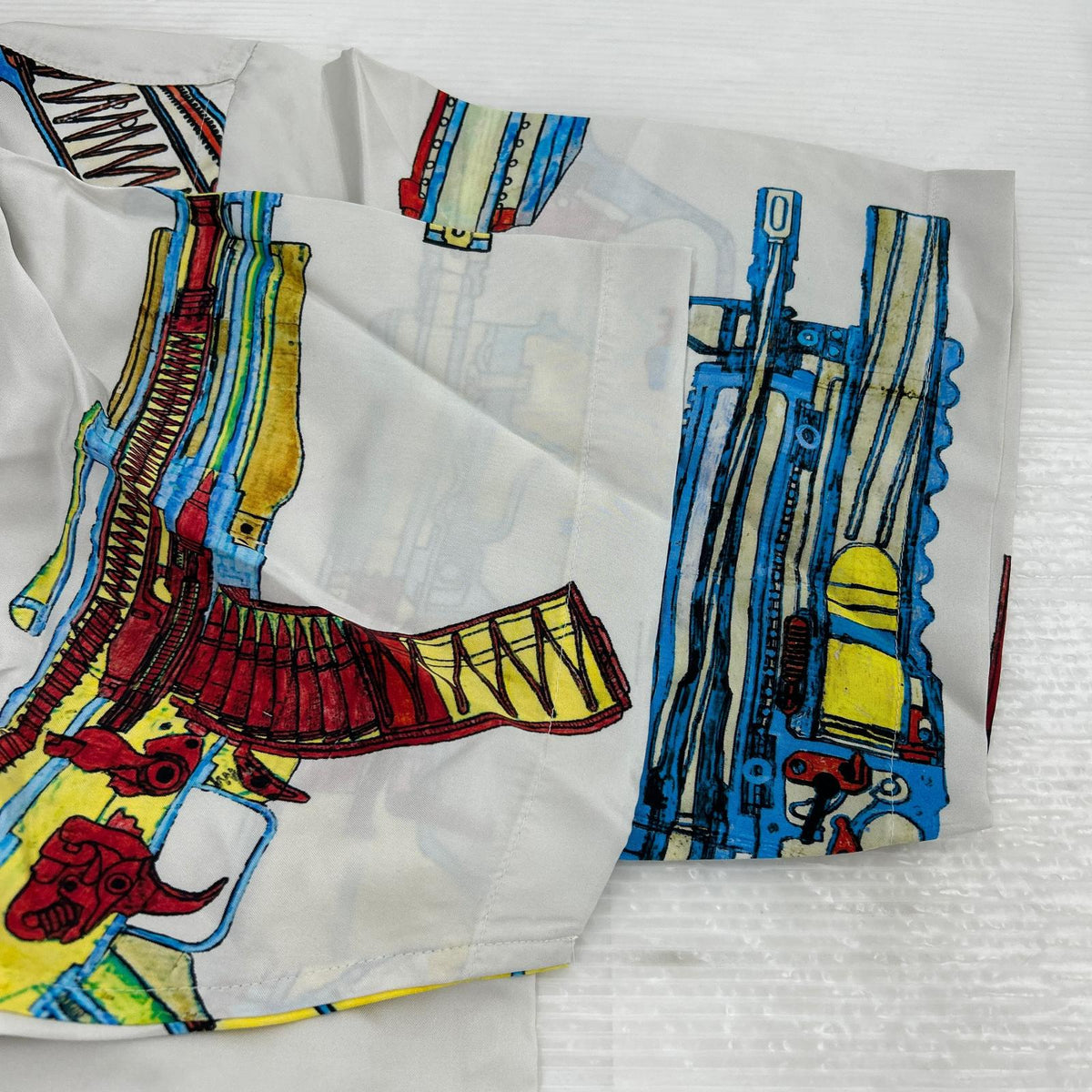 半袖シャツ Guns Silk S/S Shirt Stone/総柄/白/XL ホワイト