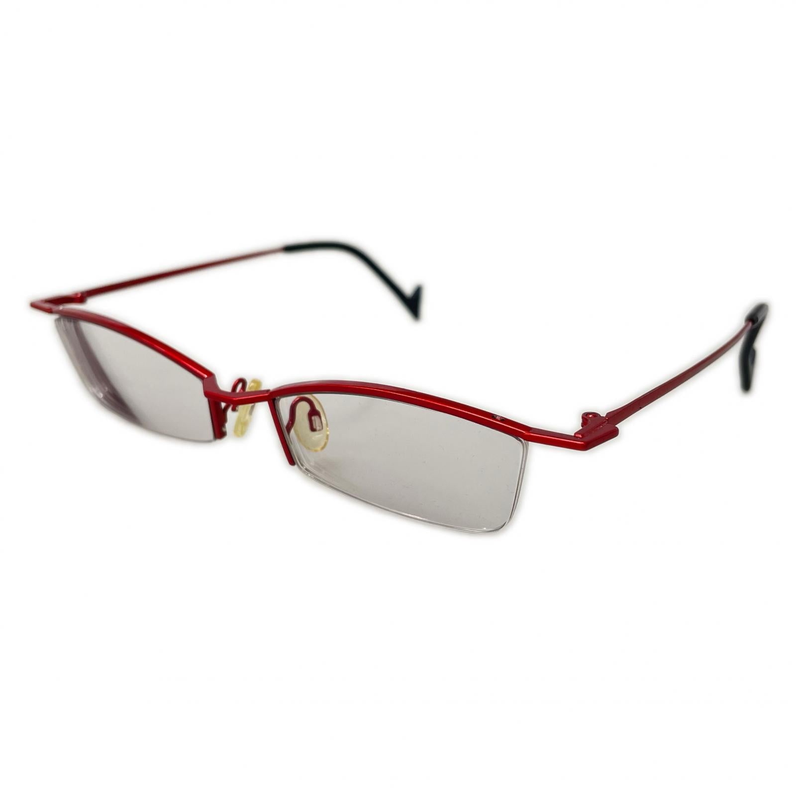 その他アクセサリー theo electra glyde メタルブロー 度入り眼鏡 レッド