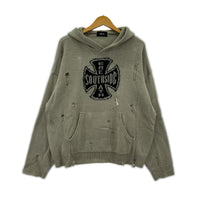 ニット SOUTHSIDE CROSS DAMAGE MOHIR HOODIE (M)黒 M カーキ