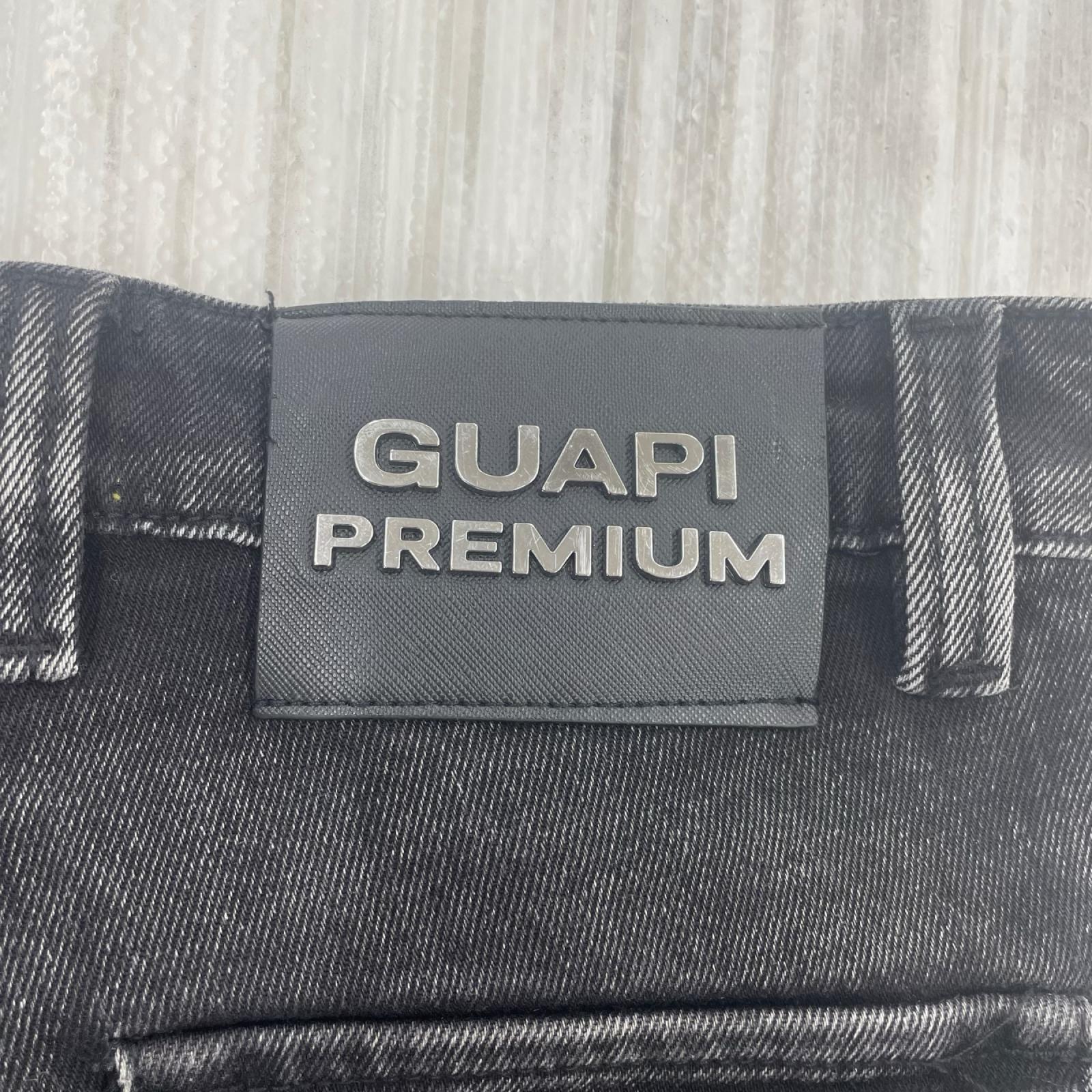 デニムパンツ GUAPI PREMIUM フレアブラックデニム 28 28 ブラック