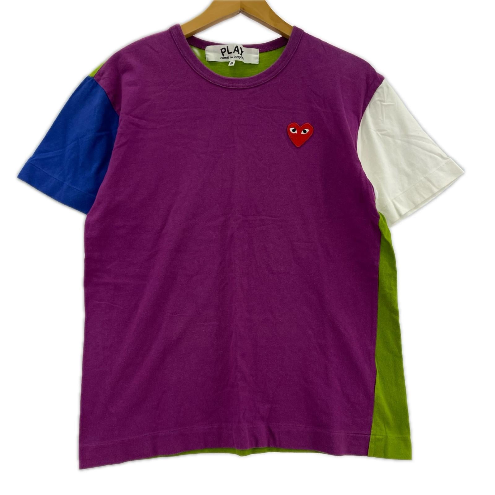 半袖Tシャツ マルチカラー切替 ハート刺繍 TEE (M) AF-T004 M マルチカラー