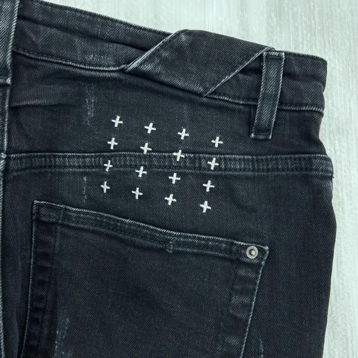 デニムパンツ ダメージ加工 スキニーデニム 32 ブラック