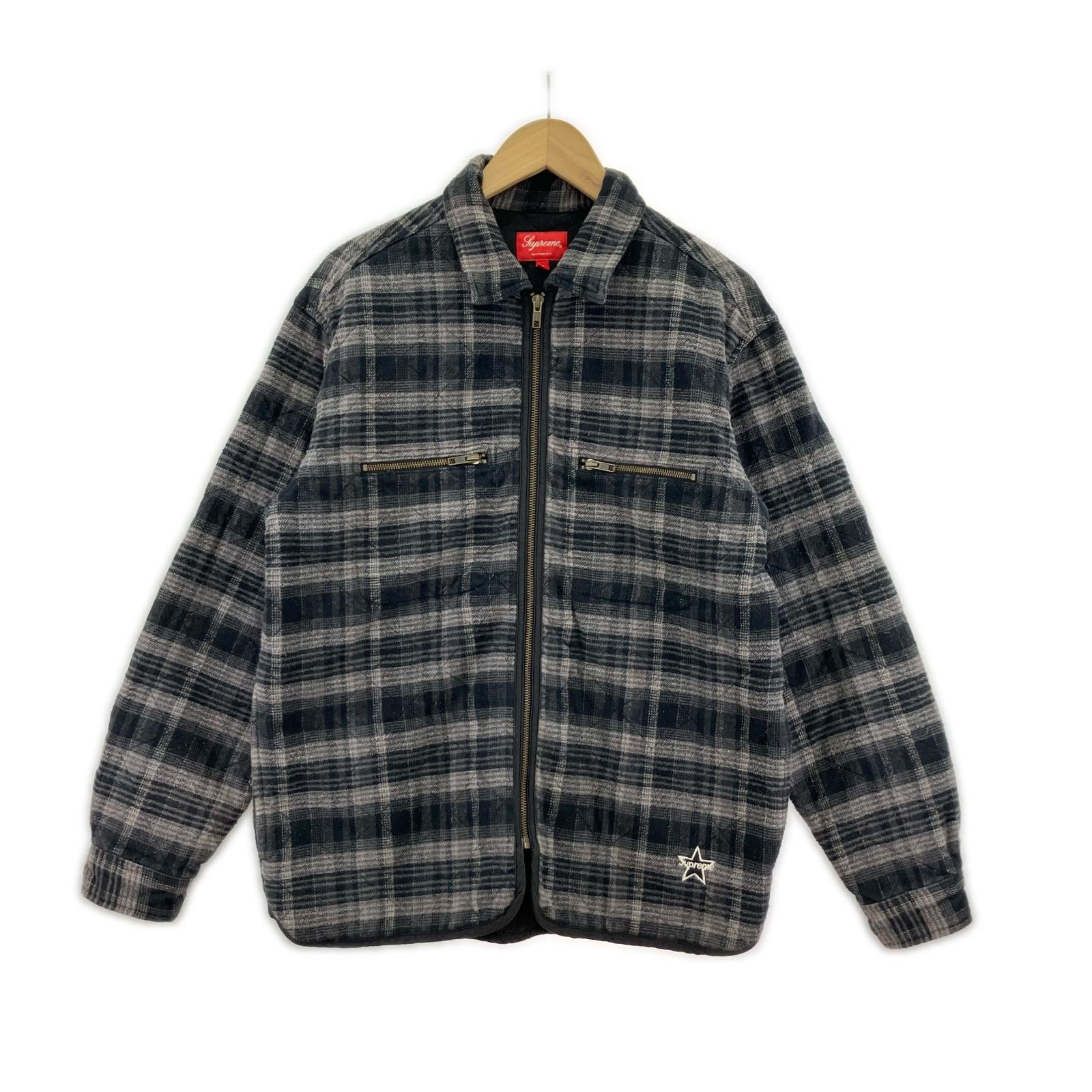 ジャケット 24AW Quilted Flannel Zip Up Shirt グレー S S ブラック