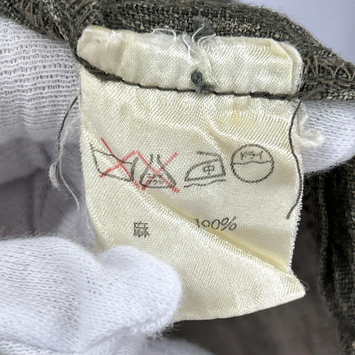 長袖シャツ ISSEY MIYAKE 80s 筆タグ プリーツリネンバンドカラーシャツ M グレー