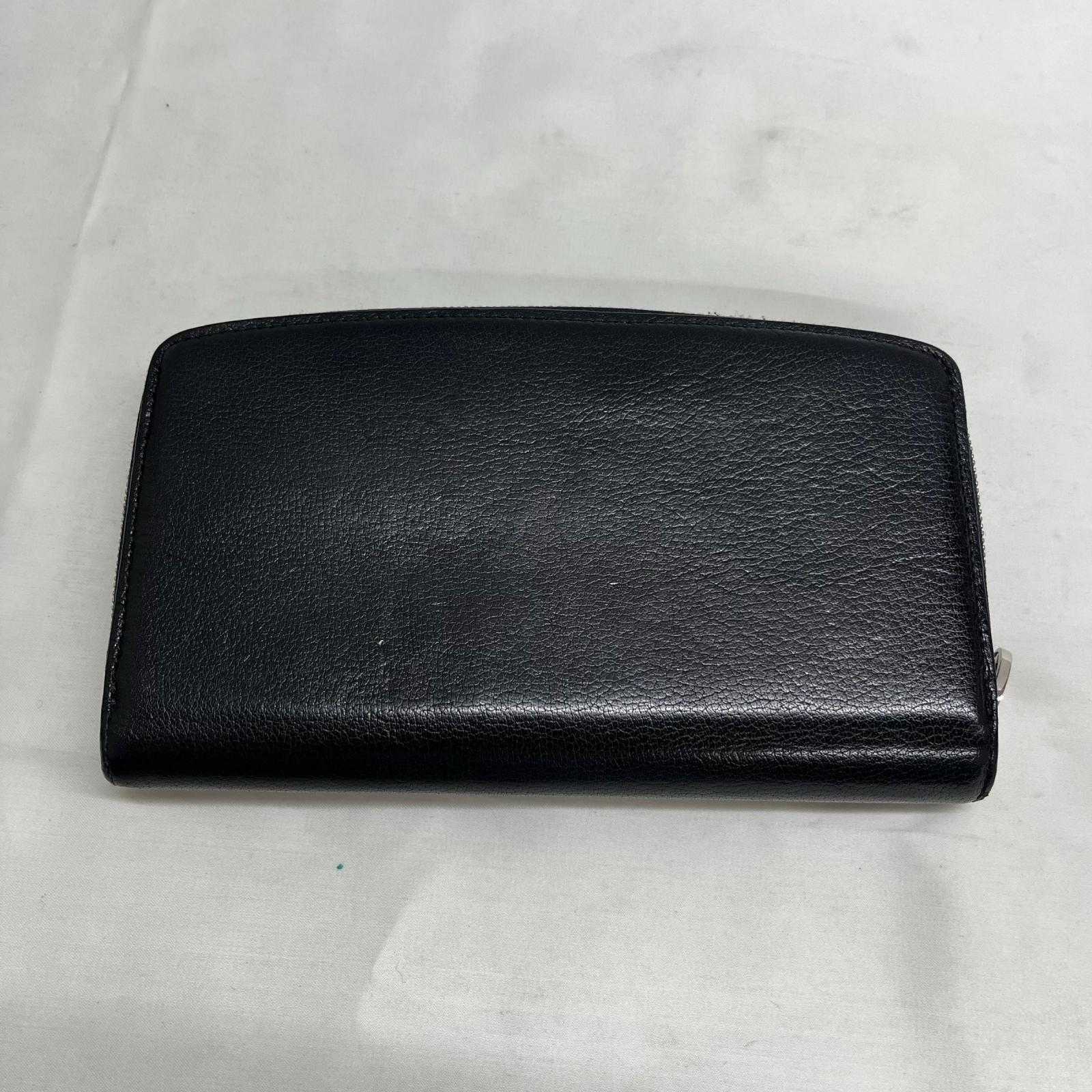 ラウンドジップウォレット 黒 レザー